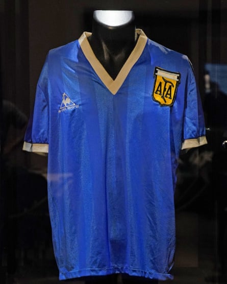The shirt on display at Sotheby’s in London