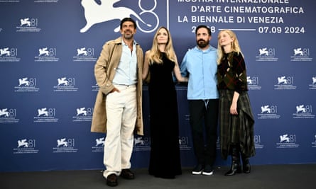 Favino, Jolie, Larraín and Rohrwacher at a photocall in Venice