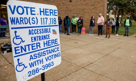 Voters lines up for early voting in Milwaukee, Wisconsin in October.