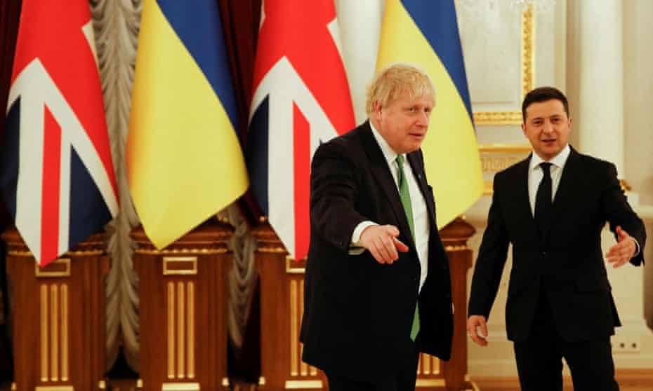 Boris Johnson in Kyiv with Ukrainian president Volodymyr Zelenskiy.