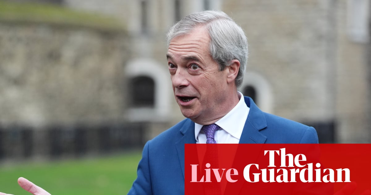 Farage says Trump’s Greenland tariffs threat ‘wrong’ and he will be ‘having words’ with US at Davos – UK politics live