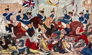 George Cruikshankâs cartoon of the Peterloo massacre in 1819.