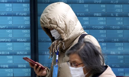 Masked people in Tokyo.