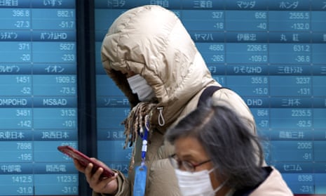 Masked people in Tokyo.
