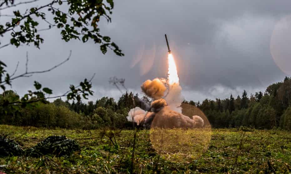 A Russian Iskander-M tactical missile: ‘Trump’s decision, if implemented, fires a starting gun in a second global arms race.’
