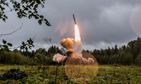 A handout photo made available by the Russian defence ministry shows Russian tactic missile Iskander -M during exercises on Luga range in St Petersburg region, Russia, 18 September 2017.