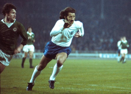 Frank Worthington in action for England against Northern Ireland in May 1974, in what proved his final international appearance.