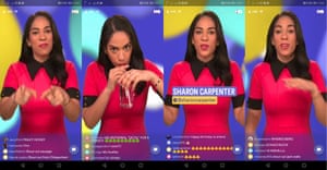 Sharon Carpenter presenting a round of HQ Trivia in the UK
