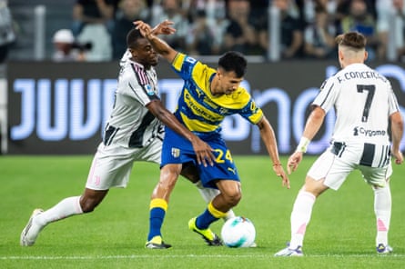 Parma’s Christian Ordonez causes problems for Juventus successful their Serie A conflict successful August.