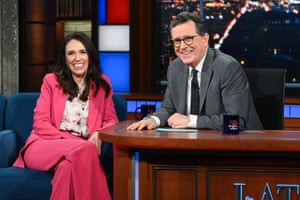 Ardern on The Late Show with Stephen Colbert last May.