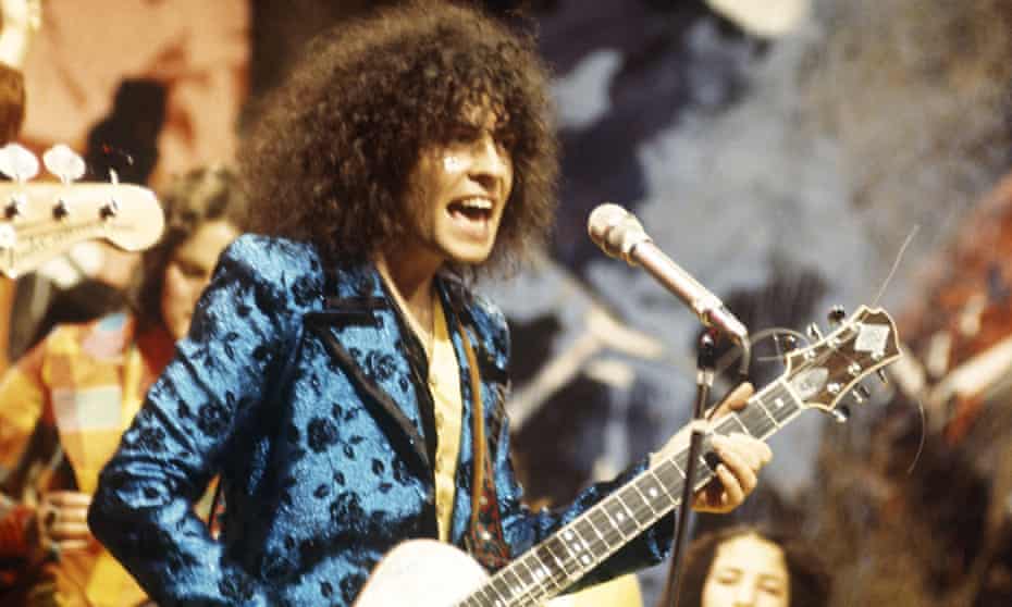 Get your glitter on … Marc Bolan and T Rex on Top of the Pops, 1972.