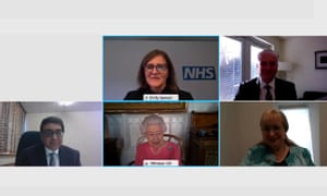 Queen Elizabeth speaks via video call to health leaders delivering the COVID-19 vaccine across the UK