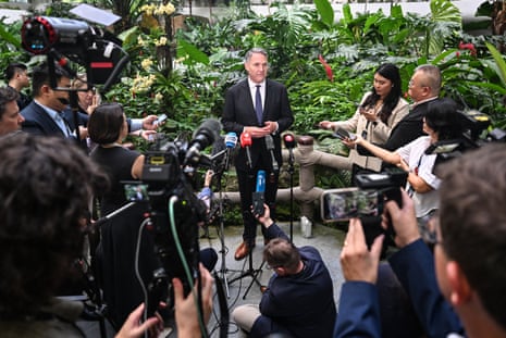 Richard Marles speaks to journalists in Singapore