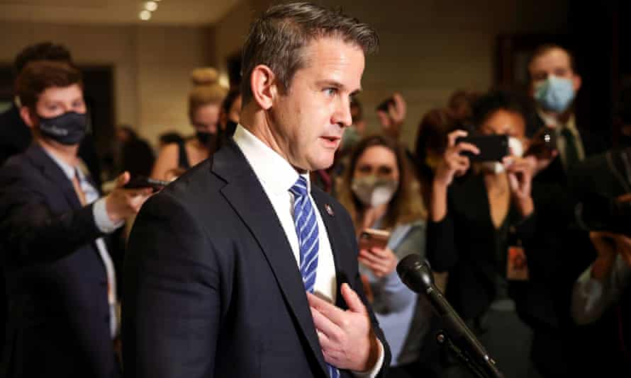 Adam Kinzinger speaks to the media on Capitol Hill.