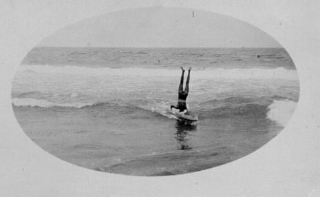 Tommy Walker surfing in 1911