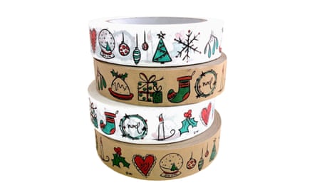 Christmas illustrated Kraft Paper Sticky Tape. www.crayoncakedraws.etsy.com