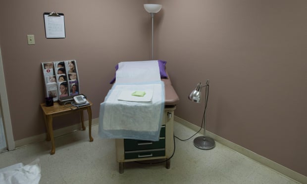A mock-up of an abortion clinic examination room in Texas