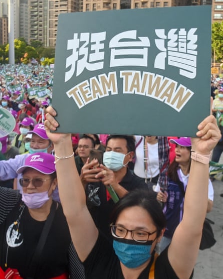 Support for the DPP’s presidential candidate Lai Ching-te at a campaign rally in New Taipei City, Taiwan, which goes to the polls in January 2024.