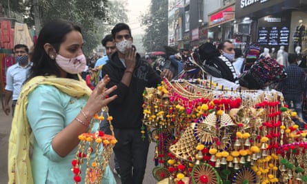 A woman shopping at Lajpat Nagar market in Delhi earlier this week.