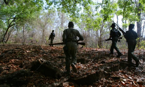 Naxalite patrol in the Abujh Marh forests in the central state of Chattisgarh, India, 2007. 