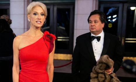 Kellyanne Conway and her husband George Conway arrive for pre-Trump inauguration dinner at Union Station in Washington on 19 January 2017.