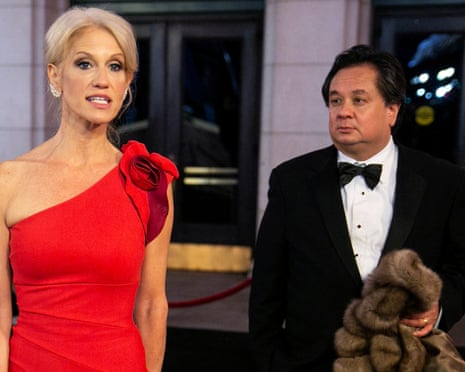FILE PHOTO: White House Counselor Kellyanne Conway and her husband George Conway arrive for pre- Trump inauguration dinner at Union Station in Washington<br>FILE PHOTO: White House Counselor Kellyanne Conway and her husband George Conway arrive for a candlelight dinner at Union Station on the eve of the 58th presidential inauguration in Washington, U.S., January 19, 2017. REUTERS/Joshua Roberts/File Photo