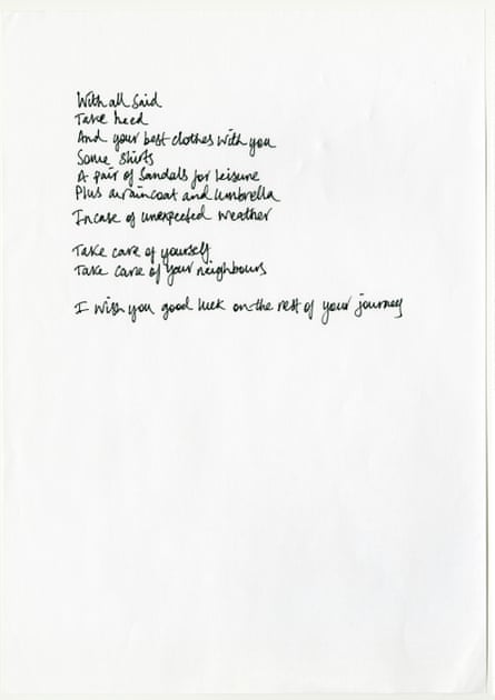 Poem by Wilson Oryema, handwritten by Michael Walters.