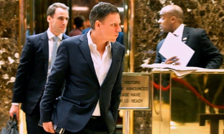 Trump’s techie: Peter Thiel exits an elevator after a post-election meeting at Trump Tower.