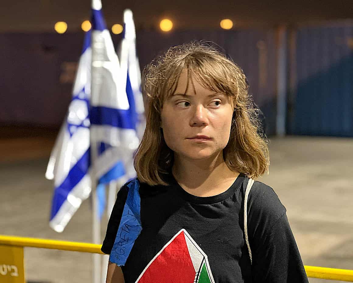 Greta Thunberg. Swedish activist Greta Thunberg seen after Israeli forces intercepted the aid boat she was on which was headed to Gaza.