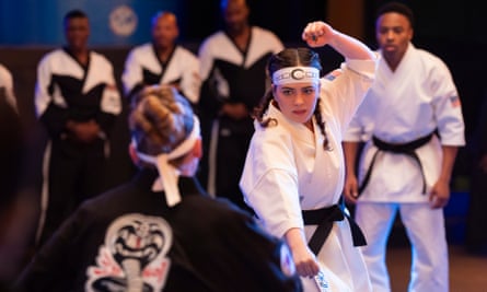 Mary Mouser as Samantha LaRusso in Cobra Kai.