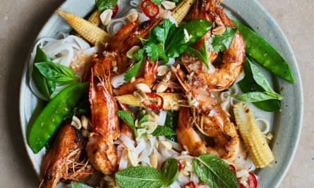 Lara Lee’s seared prawns with hot and sour salad.