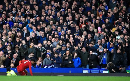 March 3: Liverpool’s Virgil van Dijk is jeered by the Everton fans at Goodison Park.