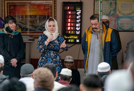 Kate Forbes on a visit to the Zakariyya Masjid mosque in Wishaw, North Lanarkshire, today.