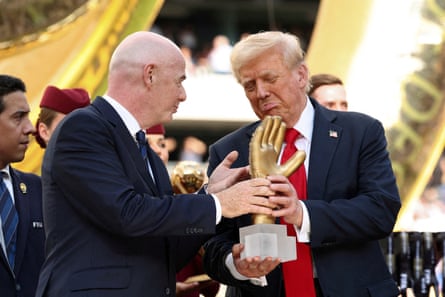 Gianni Infantino and Donald Trump at the Club World Cup final in New Jersey.