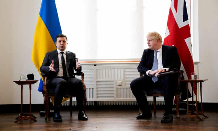 UK prime minister, Boris Johnson, and Ukraine's president, Volodymyr Zelenskiy, meet for talks in Munich