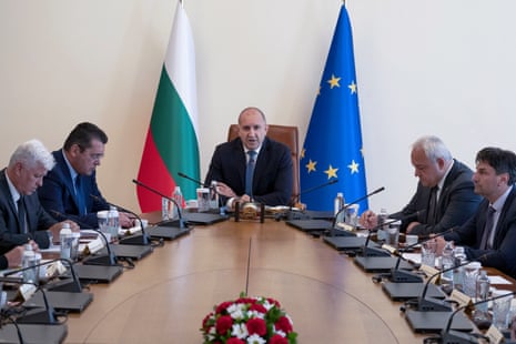 Bulgaria's prime minister Rumen Radev speaks during an emergency meeting in Sofia, Bulgaria.