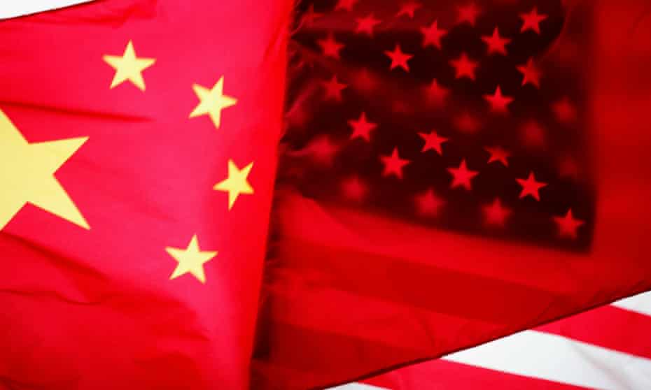 China and US flags overlapping