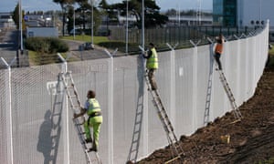A security fence at the Eurotunnel terminal near Calais.