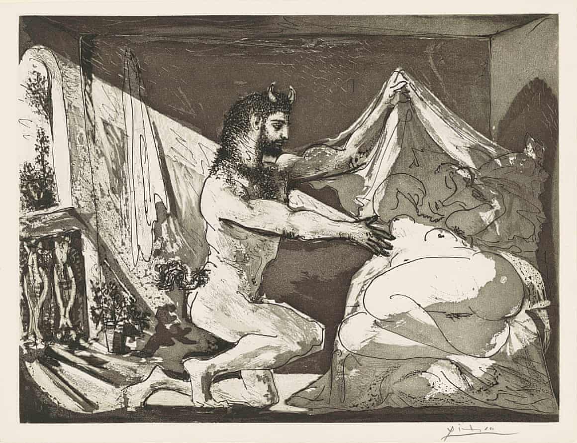 Faun uncovering a woman, 1936, by Picasso.