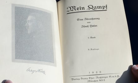 One of two rare copies of Mein Kampf signed by the young Adolf Hitler, which went up for auction in 2014.