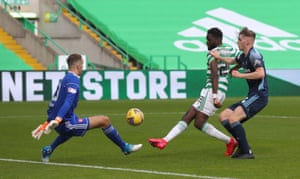 Celtic’s Odsonne Edouard scores his hat-trick.