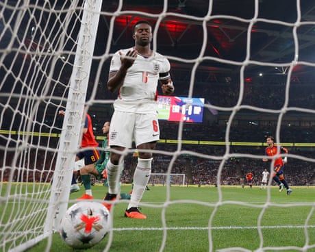 England’s Marc Guehi reacts after his mistake gave Spain an early lead at Wembley.