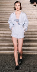 A model in a shorts outfit