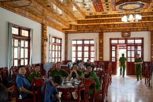 The interior of an ornate restaurant built by prisoners, used by officials.