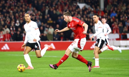 Chris Wood’s pinpoint strike puts Nottingham Forest ahead.