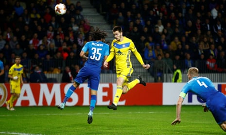 Borisov’s Mirko Ivanic pulls a goal back for the home side.