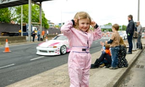 Mae Campbell, 4 years-old, stands by the track. The 2nd Coventry MotoFest took place over the weekend of 30-31st May 2015.