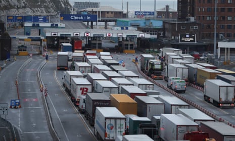 Lorries queue up at the port of Dover