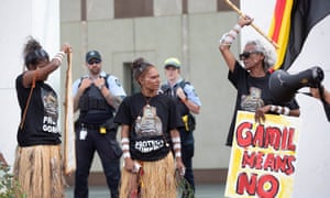 Polly Cutmore leads the protest outside Parliamentl house in Canberra