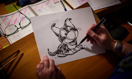 Nancy Beiman sketches a character from FurBabies